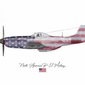 Patriotic P-51 Mustang Art Print